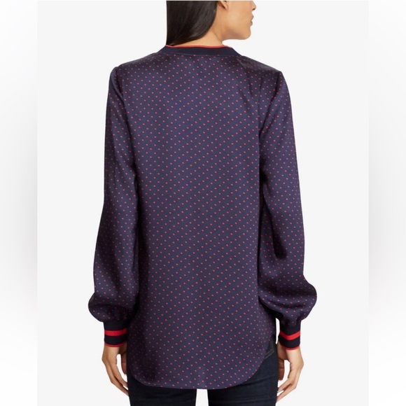 RALPH LAUREN NWT Polka Dot Red and Blue Blouse Top Long Sleeve - Picture 2 of 7